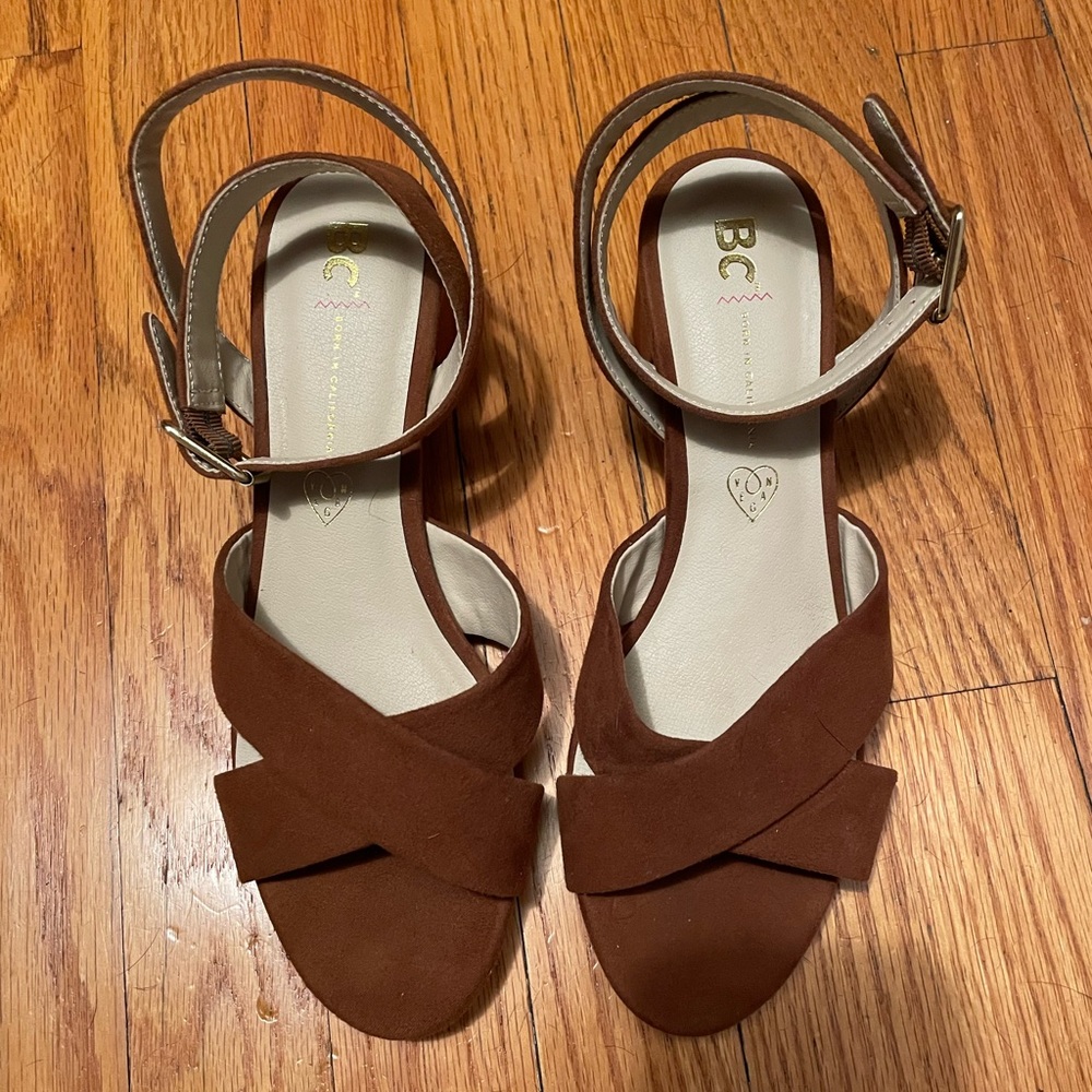 Brown suede heels